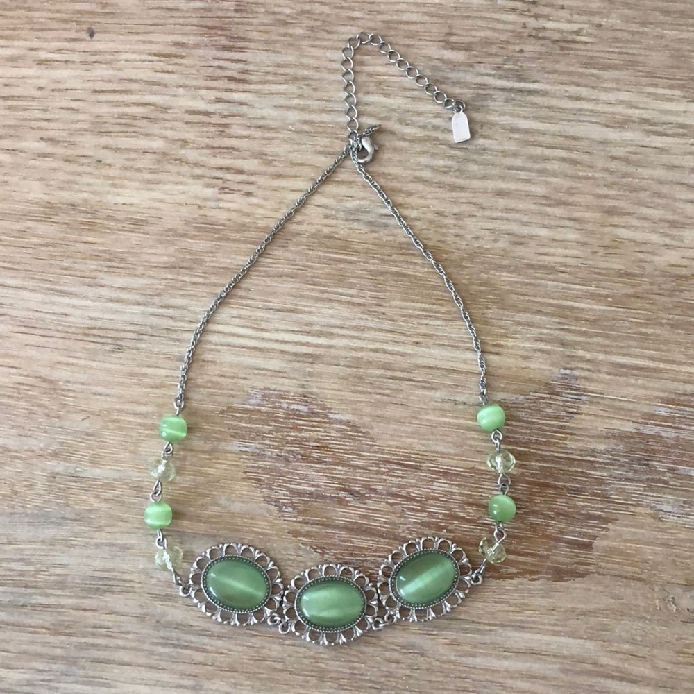 Green and Silver Statement Necklace